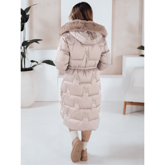 Sieviešu garā ziemas jaka ar kažokādu bēšs Velis Sieviešu jakas