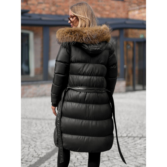 Sieviešu melna ziemas jaka ar kapuci Merin Sieviešu jakas