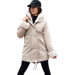 Sieviešu gaiši brūna jaka ar gaišu kažokādu Arctic Sieviešu gaiši brūna jaka ar gaišu kažokādu Arctic