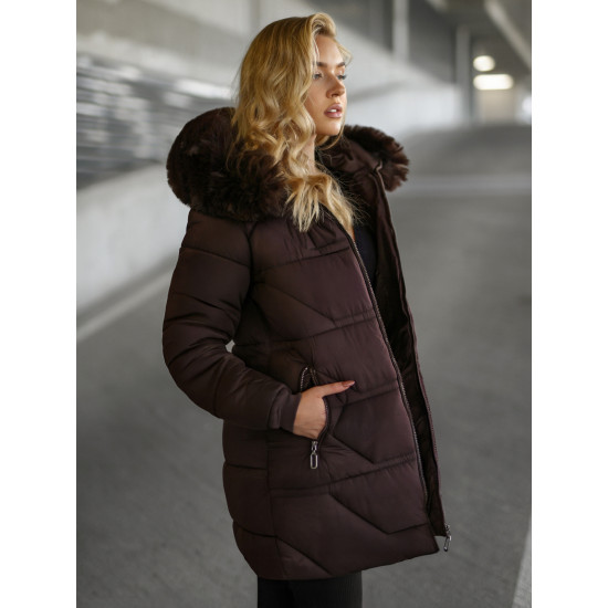 Sieviešu tumši brūna ziemas jaka Ranic Sieviešu jakas