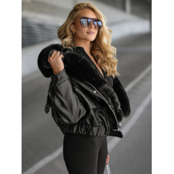 Sieviešu melna ādas jaka Tiara