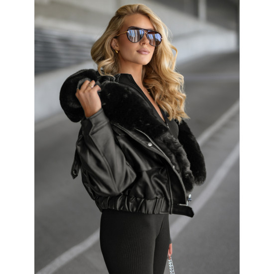 Sieviešu melna ādas jaka Tiara Sieviešu jakas