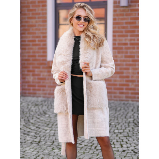 Sieviešu brūns mētelis ar kažokādu Korin Sieviešu jakas