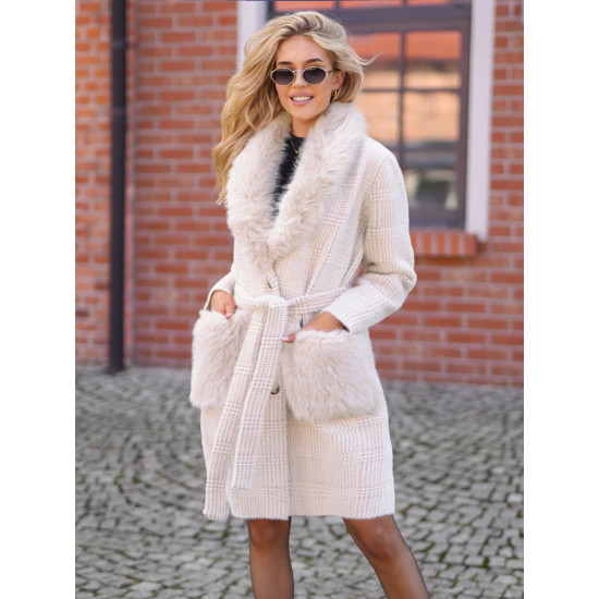 Sieviešu brūns mētelis ar kažokādu Korin Sieviešu jakas