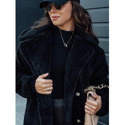 Sieviešu ziemas melns mētelis Luxer