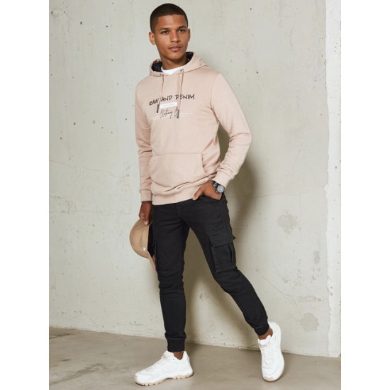 Brūns vīriešu džemperis ar kapuci Denim Džemperi ar kapuci