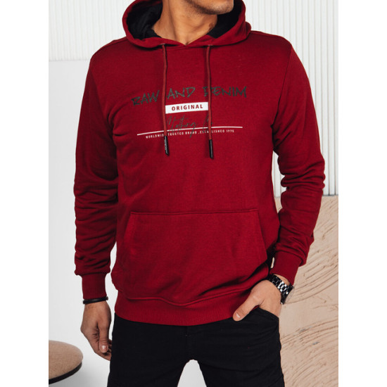 Vīriešu bordo krāsas džemperis ar kapuci Denim Džemperi ar kapuci