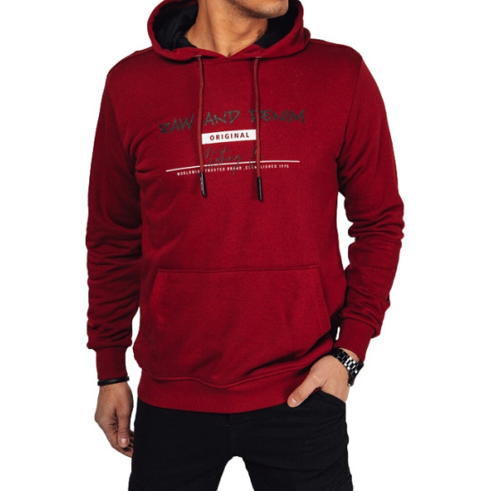 Vīriešu bordo krāsas džemperis ar kapuci Denim Džemperi ar kapuci