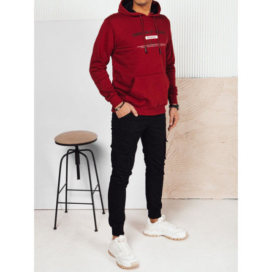 Vīriešu bordo krāsas džemperis ar kapuci Denim Džemperi ar kapuci