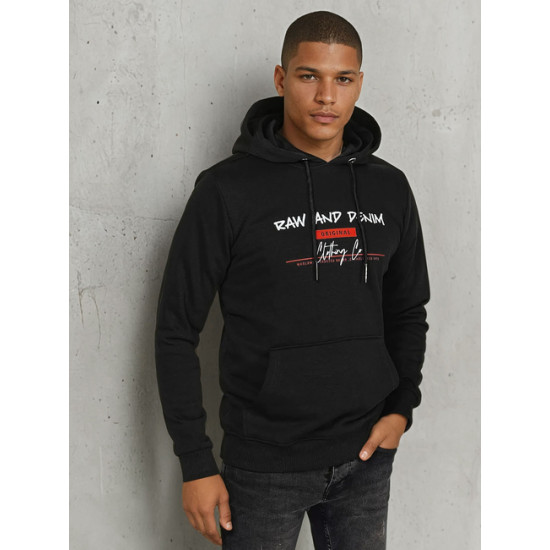 Vīriešu melns džemperis ar kapuci Denim Džemperi ar kapuci