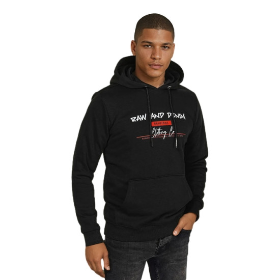 Vīriešu melns džemperis ar kapuci Denim Džemperi ar kapuci