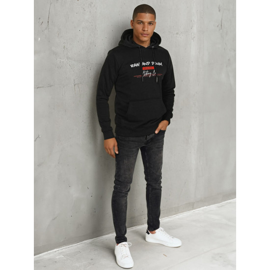 Vīriešu melns džemperis ar kapuci Denim Džemperi ar kapuci