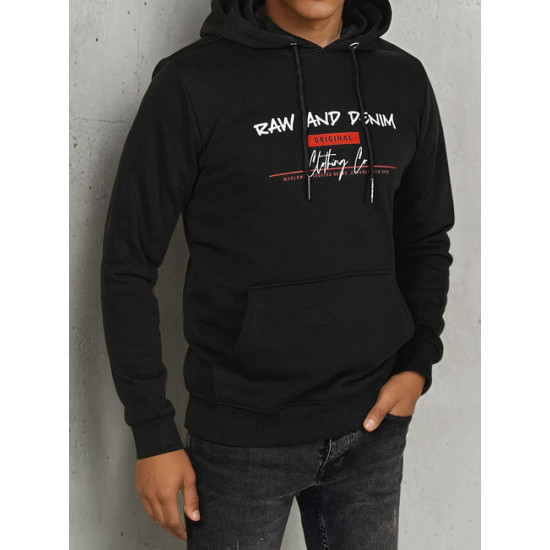 Vīriešu melns džemperis ar kapuci Denim Džemperi ar kapuci