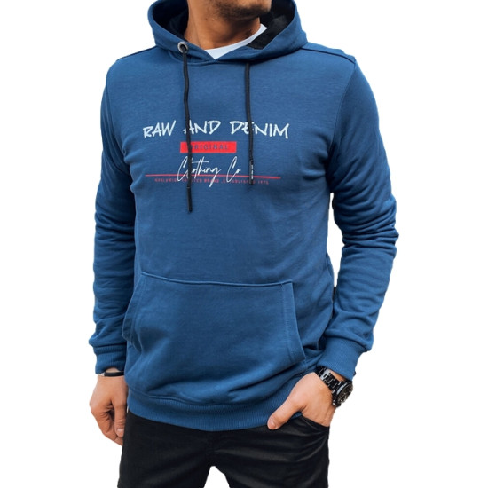Vīriešu zils džemperis ar kapuci Denim Džemperi ar kapuci