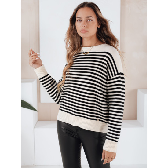 Sieviešu brūns svītrains džemperis Elvara Sieviešu džemperi