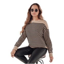 Sieviešu brūns svītrains džemperis Elvara