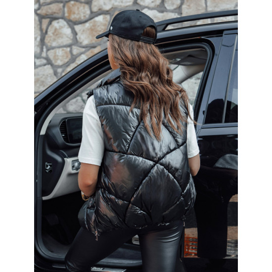Sieviešu melna spīdīga veste Bogo TY4550 - Sievietēm Sieviešu melna spīdīga veste Bogo Sieviešu vestes