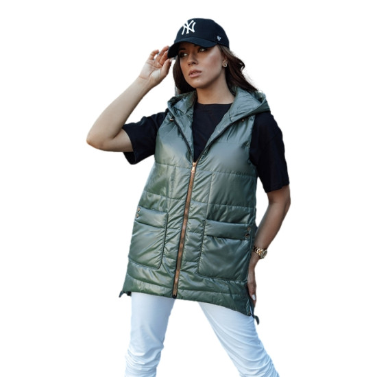 Sieviešu tumši zaļa spīdīga veste Jess Sieviešu vestes