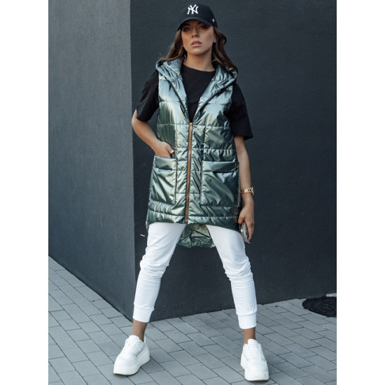 Sieviešu zaļa spīdīga veste Jess Sieviešu vestes