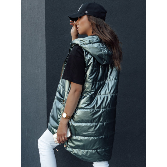 Sieviešu zaļa spīdīga veste Jess Sieviešu vestes