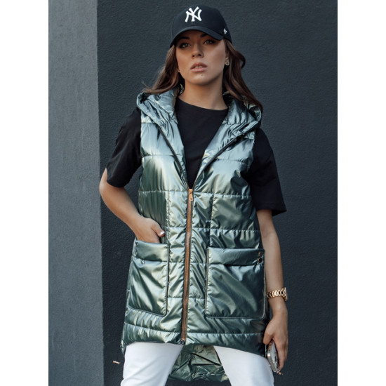 Sieviešu zaļa spīdīga veste Jess Sieviešu vestes