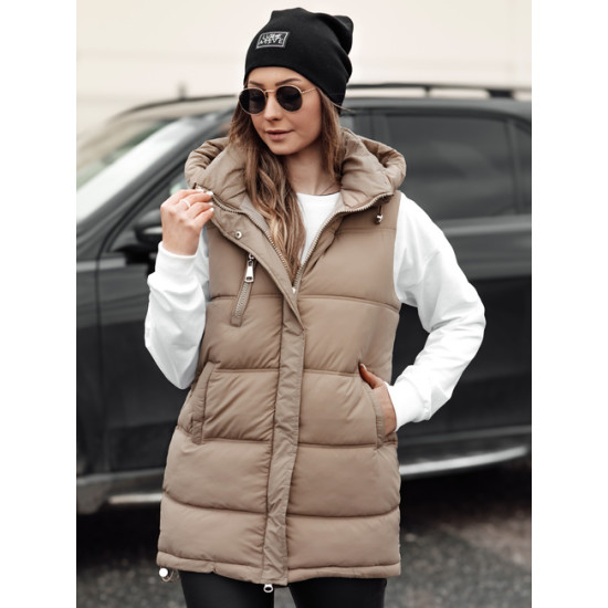 Sieviešu brūna veste ar kapuci Vestica Sieviešu vestes