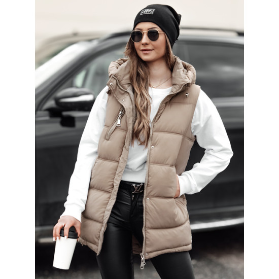 Sieviešu brūna veste ar kapuci Vestica Sieviešu vestes