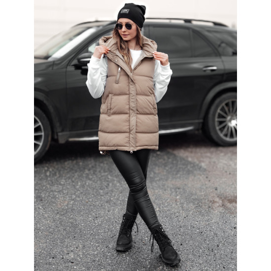 Sieviešu brūna veste ar kapuci Vestica Sieviešu vestes