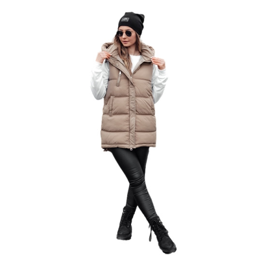Sieviešu brūna veste ar kapuci Vestica Sieviešu vestes