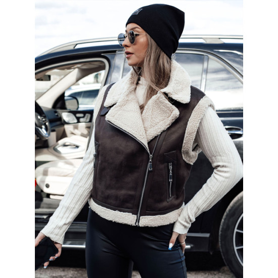 Sieviešu tumši brūna veste ar kažokādu Vilna Sieviešu vestes