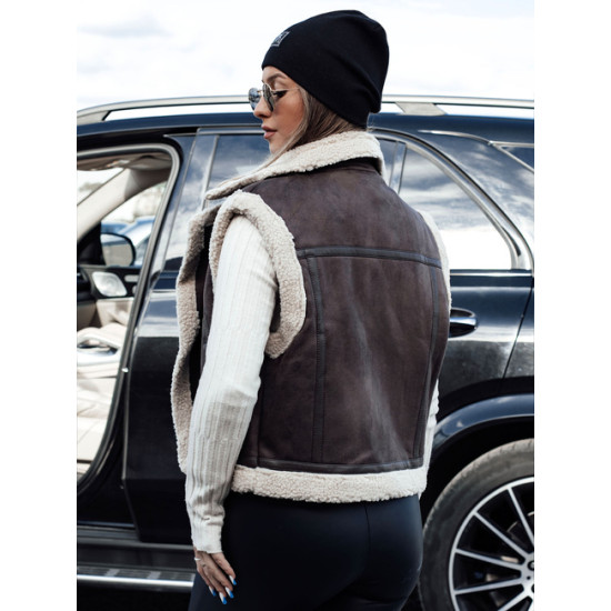 Sieviešu tumši brūna veste ar kažokādu Vilna Sieviešu vestes