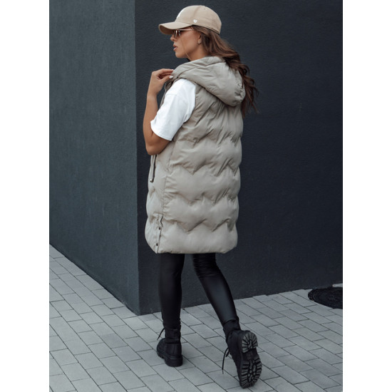 Women's quilted brown hooded vest Lily TY4528