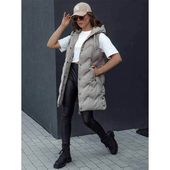 Women's quilted brown hooded vest Lily TY4528
