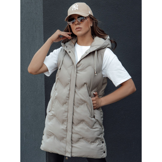 Women's quilted brown hooded vest Lily TY4528