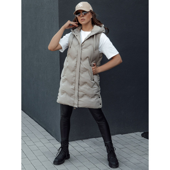 Women's quilted brown hooded vest Lily TY4528
