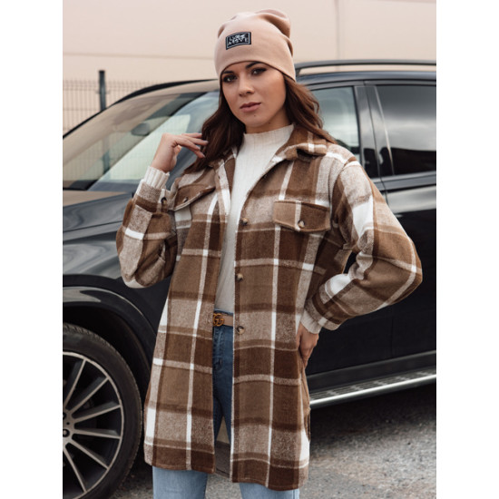 Sieviešu brūna krekla tipa jaka Plaidify Sieviešu jakas
