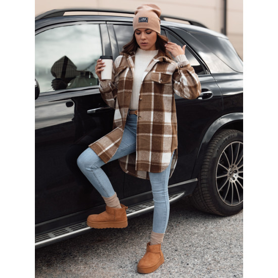Sieviešu brūna krekla tipa jaka Plaidify Sieviešu jakas
