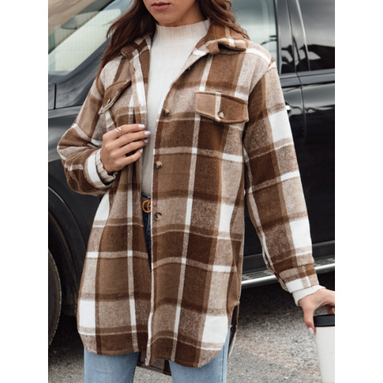 Sieviešu brūna krekla tipa jaka Plaidify Sieviešu jakas