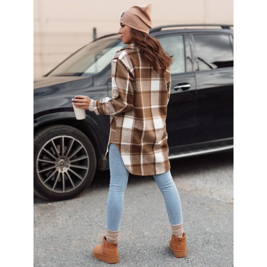 Sieviešu brūna krekla tipa jaka Plaidify Sieviešu jakas
