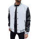 Vīriešu balta ādas jaka Panel Ādas jakas