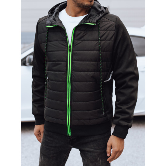 Vīriešu melna jaka ar kapuci Stress Vīriešu jakas un mēteļi