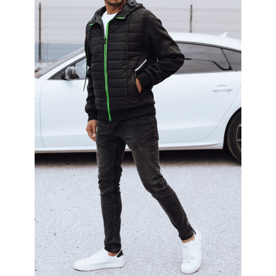 Vīriešu melna jaka ar kapuci Stress Vīriešu jakas un mēteļi