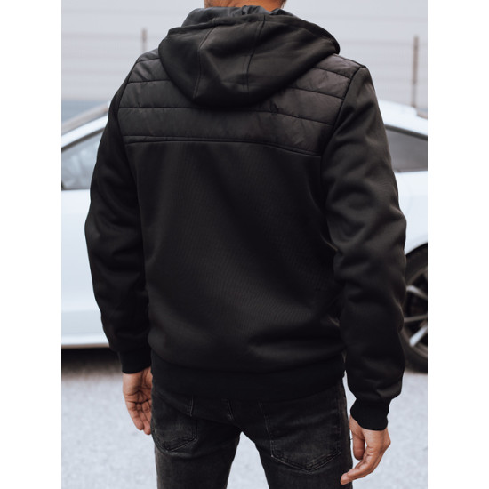 Vīriešu melna jaka ar kapuci Stress Vīriešu jakas un mēteļi