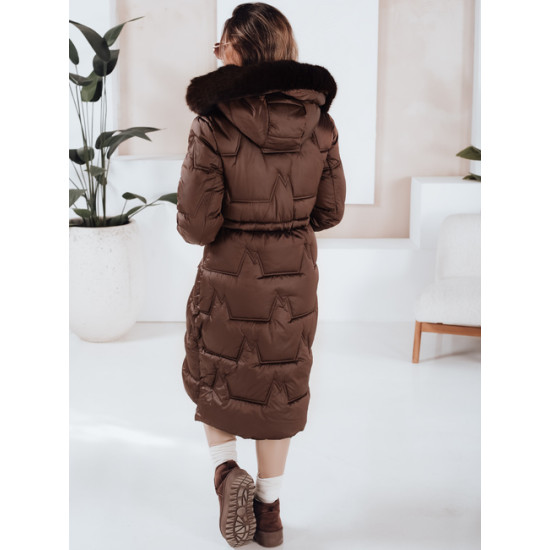 Sieviešu garā ziemas jaka ar kažokādu brūna Velis Sieviešu jakas