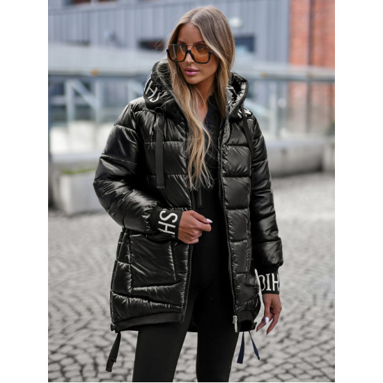 Melna spīdīga jaka Agor Sieviešu jakas