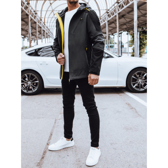 Vīriešu tumši pelēka jaka ar kapuci Port Rudens/Pavasaris