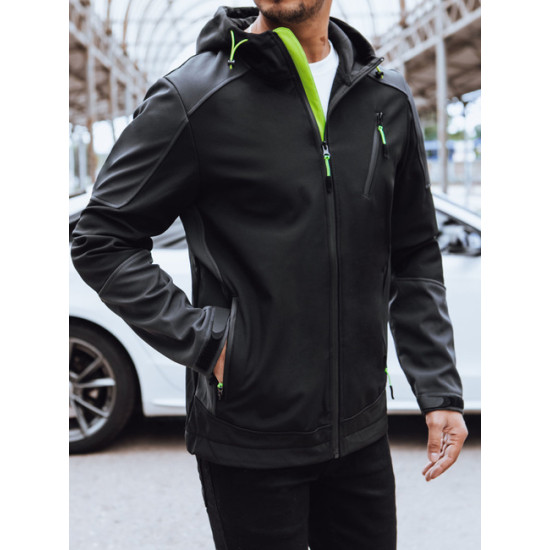 Vīriešu melna jaka ar kapuci Port Rudens/Pavasaris