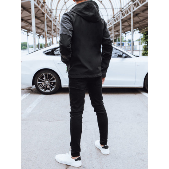 Vīriešu melna jaka ar kapuci Port Rudens/Pavasaris