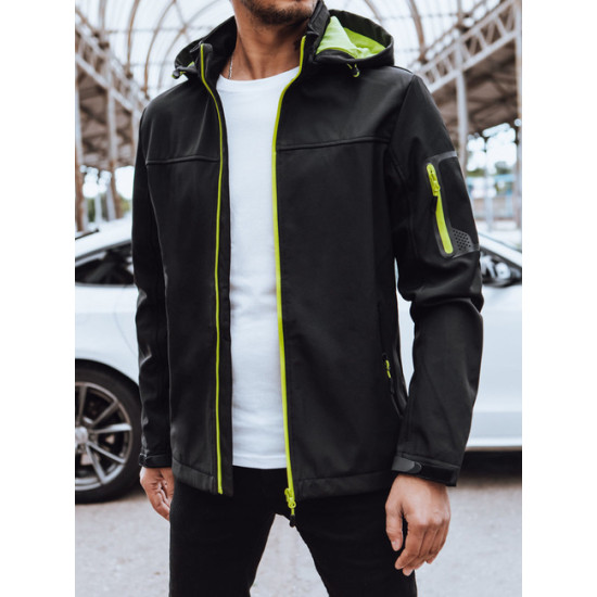 Vīriešu melna jaka ar kapuci Retro Vīriešu jakas un mēteļi