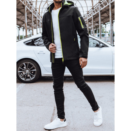 Vīriešu melna jaka ar kapuci Retro Vīriešu jakas un mēteļi